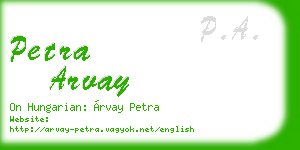petra arvay business card