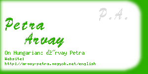 petra arvay business card